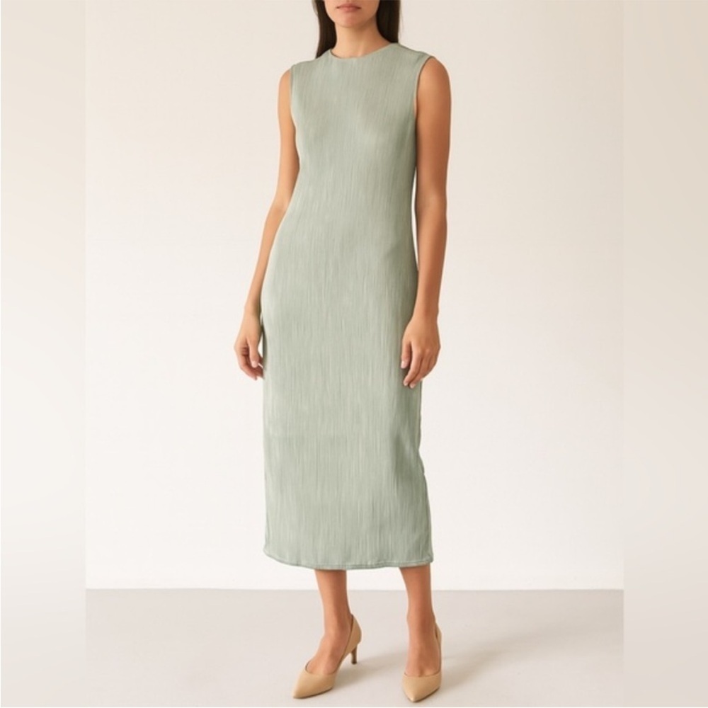 Camila Coelho Sage Crinkled Midi Dress